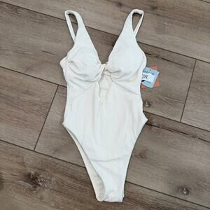 Shade & Shore NWT One Piece Bathing Suit - White Cheeky High Leg - XS